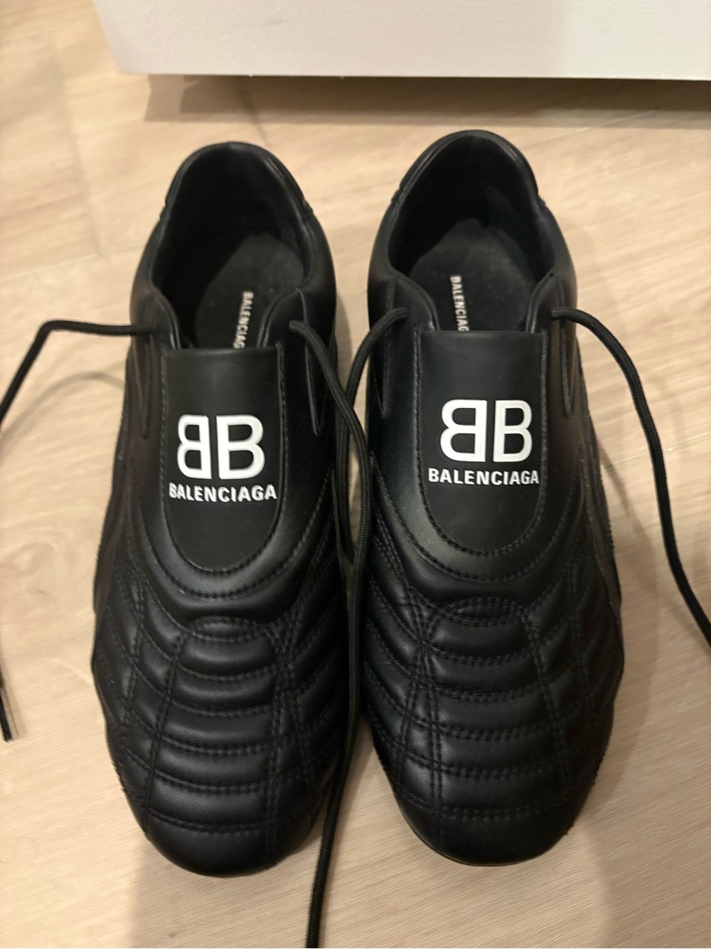 Balenciaga  Black Quilted Logo Lace-Up Sneakers